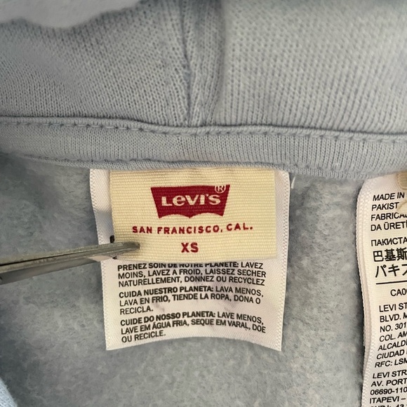 Levi's Laundry Day Cropped Hoodie Sweater Women’s XS Blue Relaxed Fit Skater - Picture 2 of 11